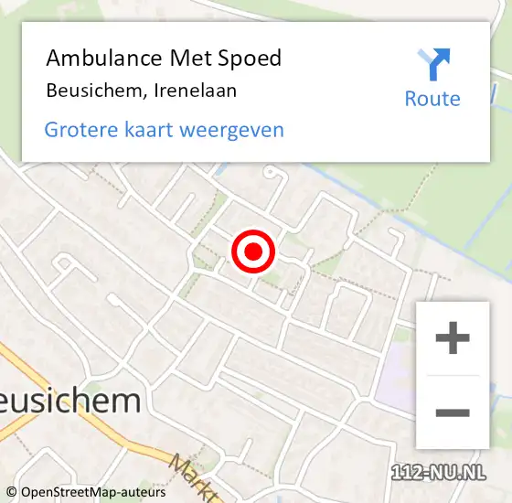 Locatie op kaart van de 112 melding: Ambulance Met Spoed Naar Beusichem, Irenelaan op 11 oktober 2021 23:37