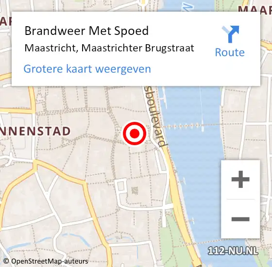 Locatie op kaart van de 112 melding: Brandweer Met Spoed Naar Maastricht, Maastrichter Brugstraat op 12 oktober 2021 00:00