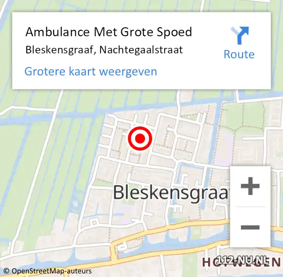 Locatie op kaart van de 112 melding: Ambulance Met Grote Spoed Naar Bleskensgraaf, Nachtegaalstraat op 12 oktober 2021 01:53