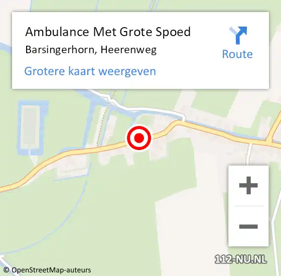 Locatie op kaart van de 112 melding: Ambulance Met Grote Spoed Naar Barsingerhorn, Heerenweg op 12 oktober 2021 04:01