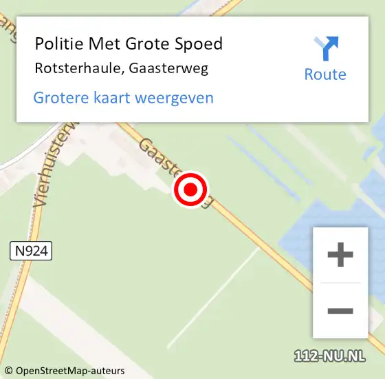 Locatie op kaart van de 112 melding: Politie Met Grote Spoed Naar Rotsterhaule, Gaasterweg op 12 oktober 2021 07:11