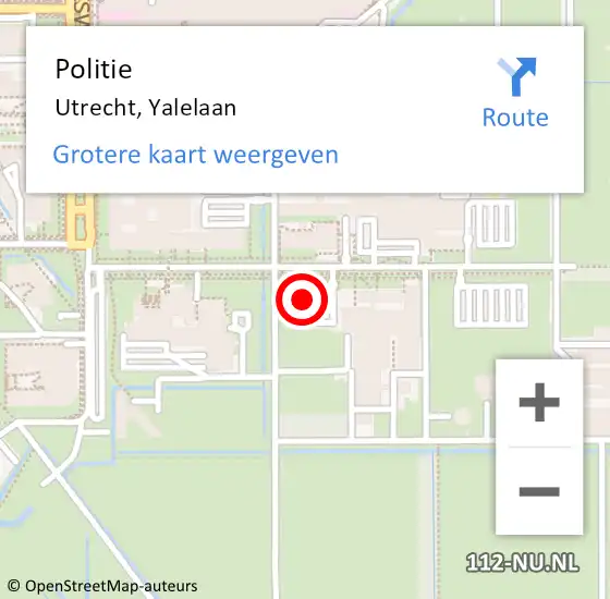 Locatie op kaart van de 112 melding: Politie Utrecht, Yalelaan op 12 oktober 2021 07:11