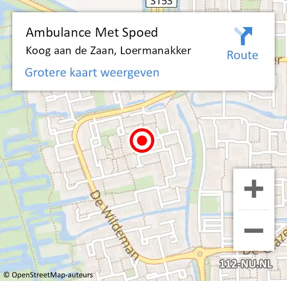 Locatie op kaart van de 112 melding: Ambulance Met Spoed Naar Koog aan de Zaan, Loermanakker op 12 oktober 2021 07:13