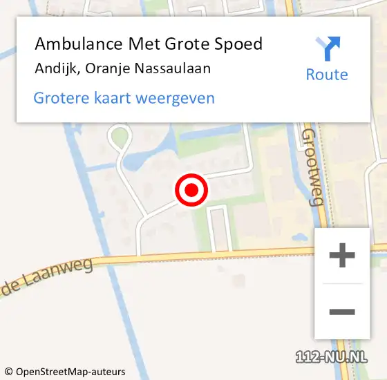 Locatie op kaart van de 112 melding: Ambulance Met Grote Spoed Naar Andijk, Oranje Nassaulaan op 12 oktober 2021 07:20