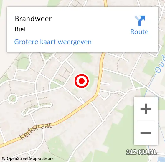 Locatie op kaart van de 112 melding: Brandweer Riel op 12 oktober 2021 07:25