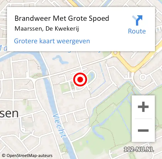 Locatie op kaart van de 112 melding: Brandweer Met Grote Spoed Naar Maarssen, De Kwekerij op 12 oktober 2021 07:45