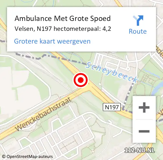 Locatie op kaart van de 112 melding: Ambulance Met Grote Spoed Naar Velsen, N197 hectometerpaal: 4,2 op 12 oktober 2021 07:47