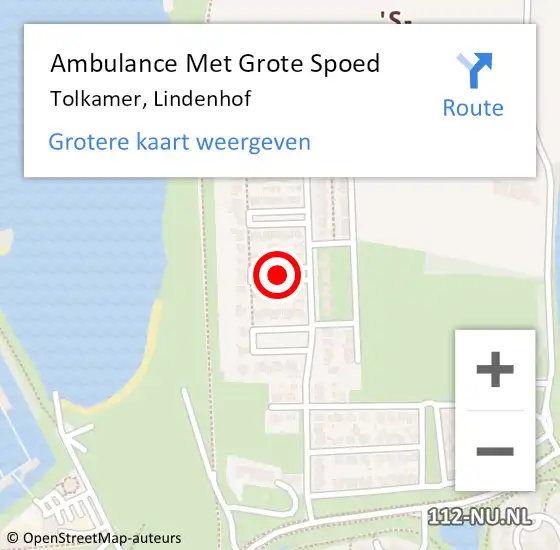 Locatie op kaart van de 112 melding: Ambulance Met Grote Spoed Naar Tolkamer, Lindenhof op 12 oktober 2021 07:51