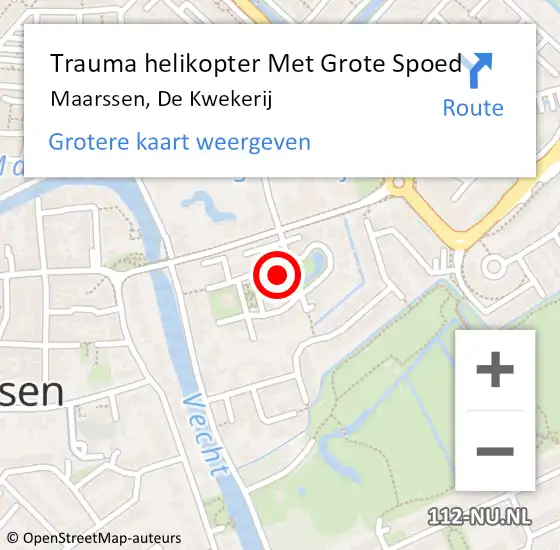 Locatie op kaart van de 112 melding: Trauma helikopter Met Grote Spoed Naar Maarssen, De Kwekerij op 12 oktober 2021 07:52