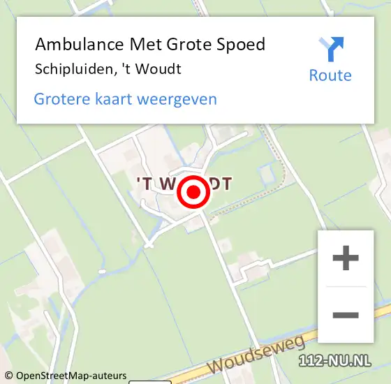 Locatie op kaart van de 112 melding: Ambulance Met Grote Spoed Naar Schipluiden, 't Woudt op 12 oktober 2021 08:06