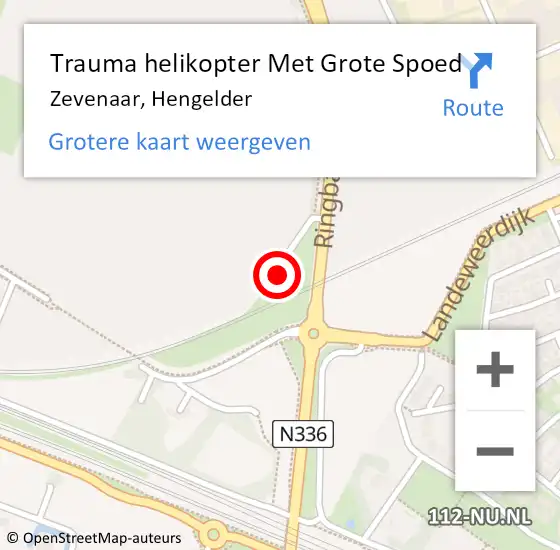 Locatie op kaart van de 112 melding: Trauma helikopter Met Grote Spoed Naar Zevenaar, Hengelder op 12 oktober 2021 08:31