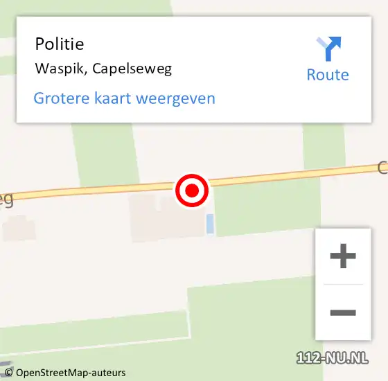 Locatie op kaart van de 112 melding: Politie Waspik, Capelseweg op 12 oktober 2021 08:34