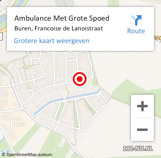 Locatie op kaart van de 112 melding: Ambulance Met Grote Spoed Naar Buren, Francoise de Lanoistraat op 25 juni 2014 19:09