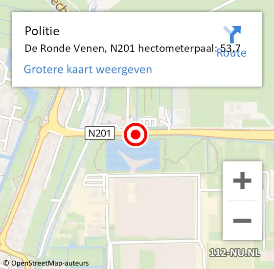 Locatie op kaart van de 112 melding: Politie De Ronde Venen, N201 hectometerpaal: 53,7 op 12 oktober 2021 08:57