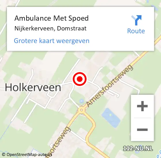 Locatie op kaart van de 112 melding: Ambulance Met Spoed Naar Nijkerkerveen, Domstraat op 12 oktober 2021 09:03