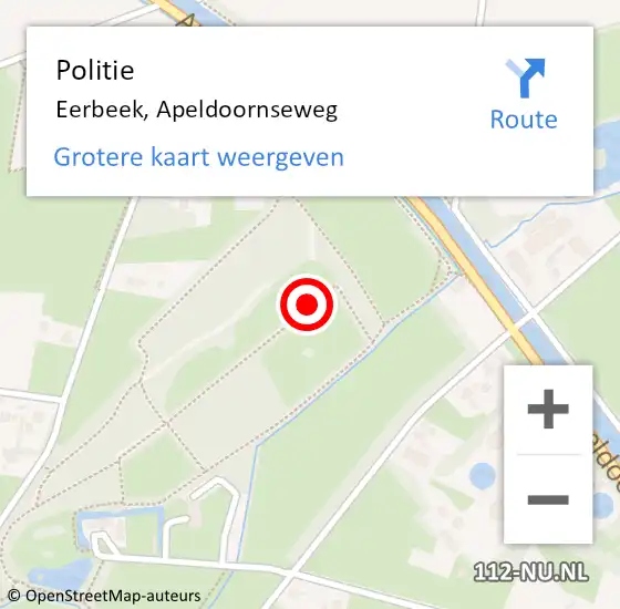 Locatie op kaart van de 112 melding: Politie Eerbeek, Apeldoornseweg op 12 oktober 2021 09:07