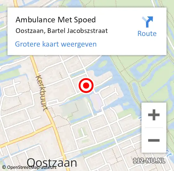 Locatie op kaart van de 112 melding: Ambulance Met Spoed Naar Oostzaan, Bartel Jacobszstraat op 12 oktober 2021 09:28