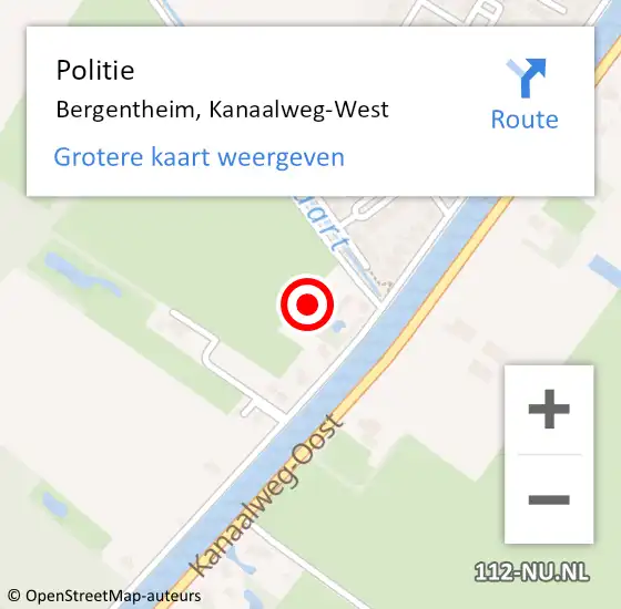 Locatie op kaart van de 112 melding: Politie Bergentheim, Kanaalweg-West op 12 oktober 2021 09:44