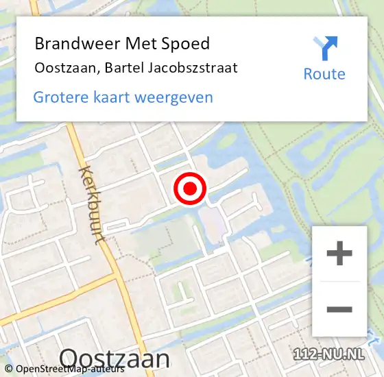 Locatie op kaart van de 112 melding: Brandweer Met Spoed Naar Oostzaan, Bartel Jacobszstraat op 12 oktober 2021 09:48