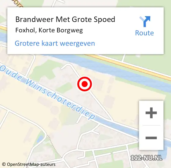 Locatie op kaart van de 112 melding: Brandweer Met Grote Spoed Naar Foxhol, Korte Borgweg op 12 oktober 2021 09:58