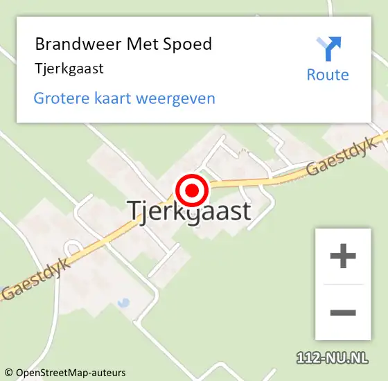 Locatie op kaart van de 112 melding: Brandweer Met Spoed Naar Tjerkgaast op 12 oktober 2021 10:15