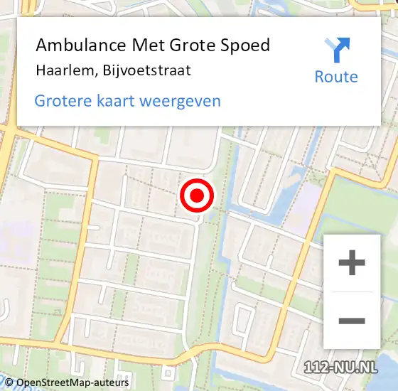 Locatie op kaart van de 112 melding: Ambulance Met Grote Spoed Naar Haarlem, Bijvoetstraat op 12 oktober 2021 10:26