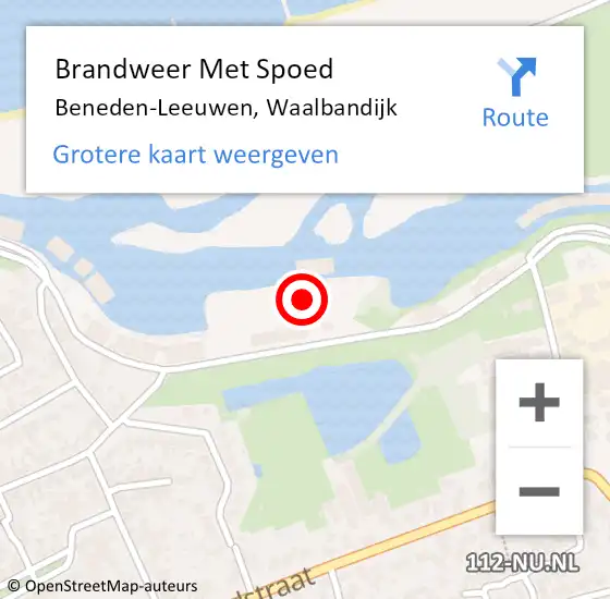 Locatie op kaart van de 112 melding: Brandweer Met Spoed Naar Beneden-Leeuwen, Waalbandijk op 12 oktober 2021 10:31