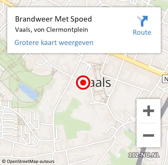 Locatie op kaart van de 112 melding: Brandweer Met Spoed Naar Vaals, von Clermontplein op 12 oktober 2021 10:34