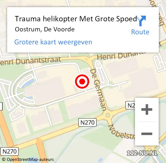 Locatie op kaart van de 112 melding: Trauma helikopter Met Grote Spoed Naar Oostrum, De Voorde op 12 oktober 2021 10:36