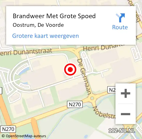 Locatie op kaart van de 112 melding: Brandweer Met Grote Spoed Naar Oostrum, De Voorde op 12 oktober 2021 10:36