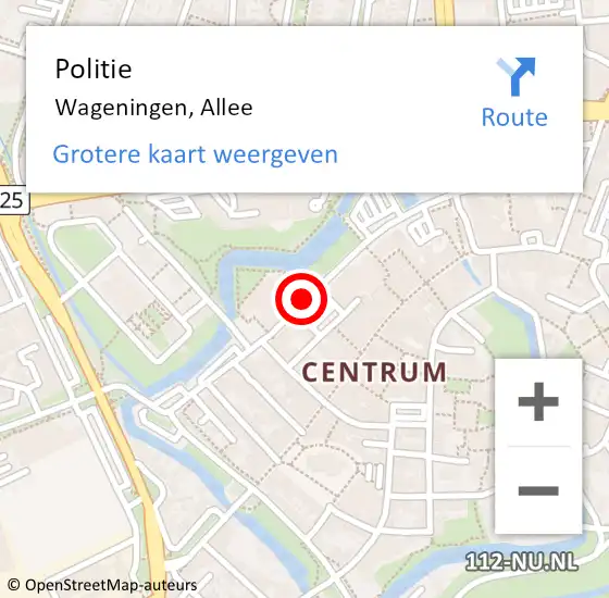 Locatie op kaart van de 112 melding: Politie Wageningen, Plantsoen op 12 oktober 2021 10:42