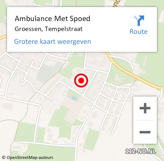 Locatie op kaart van de 112 melding: Ambulance Met Spoed Naar Groessen, Tempelstraat op 12 oktober 2021 10:51