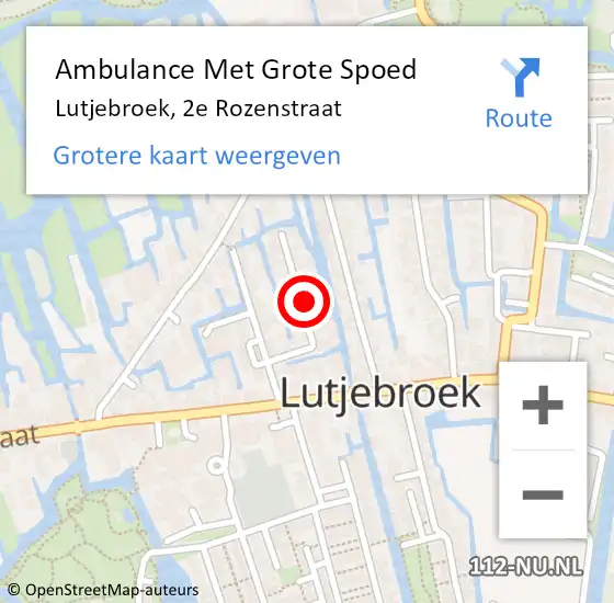 Locatie op kaart van de 112 melding: Ambulance Met Grote Spoed Naar Lutjebroek, 2e Rozenstraat op 12 oktober 2021 10:56