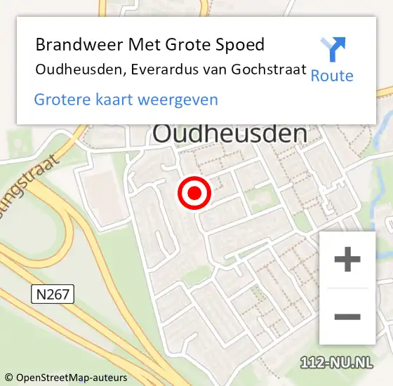 Locatie op kaart van de 112 melding: Brandweer Met Grote Spoed Naar Oudheusden, Everardus van Gochstraat op 12 oktober 2021 11:01