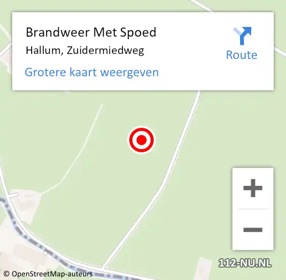 Locatie op kaart van de 112 melding: Brandweer Met Spoed Naar Hallum, Zuidermiedweg op 12 oktober 2021 11:08