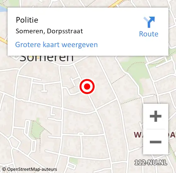 Locatie op kaart van de 112 melding: Politie Someren, Dorpsstraat op 12 oktober 2021 11:37