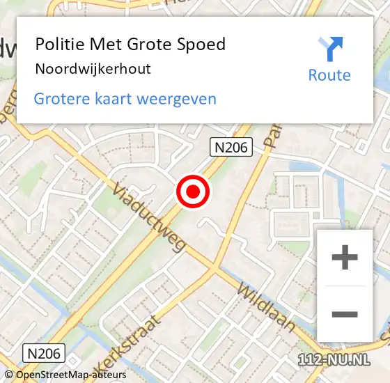 Locatie op kaart van de 112 melding: Politie Met Grote Spoed Naar Noordwijkerhout op 12 oktober 2021 11:44