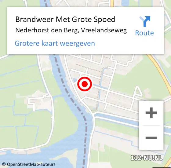 Locatie op kaart van de 112 melding: Brandweer Met Grote Spoed Naar Nederhorst den Berg, Vreelandseweg op 12 oktober 2021 11:44