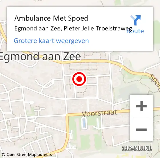 Locatie op kaart van de 112 melding: Ambulance Met Spoed Naar Egmond aan Zee, Pieter Jelle Troelstraweg op 25 juni 2014 19:35