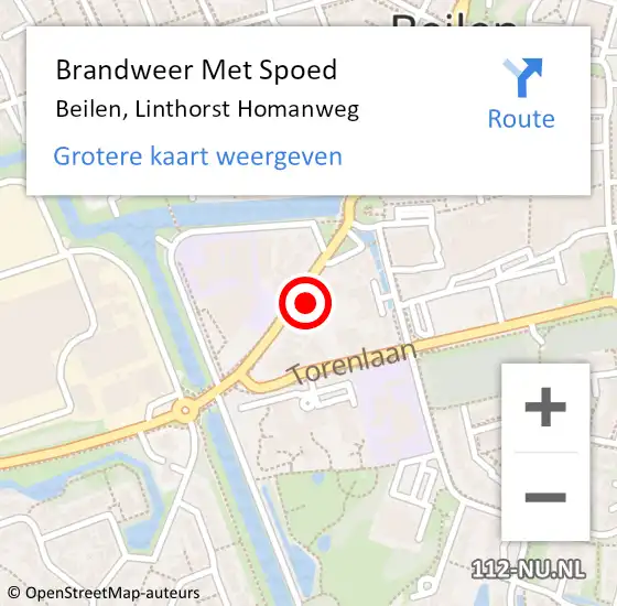 Locatie op kaart van de 112 melding: Brandweer Met Spoed Naar Beilen, Linthorst Homanweg op 12 oktober 2021 12:17