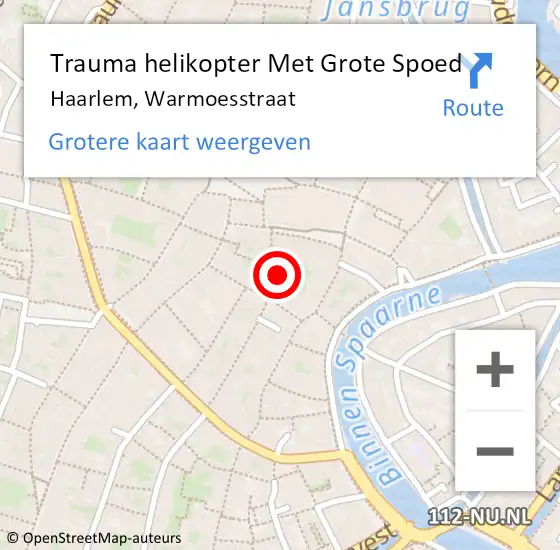 Locatie op kaart van de 112 melding: Trauma helikopter Met Grote Spoed Naar Haarlem, Warmoesstraat op 12 oktober 2021 12:33