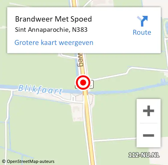 Locatie op kaart van de 112 melding: Brandweer Met Spoed Naar Sint Annaparochie, N383 op 25 juni 2014 19:39