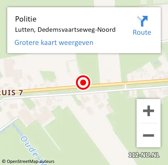 Locatie op kaart van de 112 melding: Politie Lutten, Dedemsvaartseweg-Noord op 12 oktober 2021 12:54