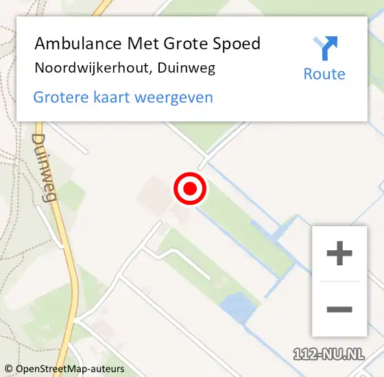 Locatie op kaart van de 112 melding: Ambulance Met Grote Spoed Naar Noordwijkerhout, Duinweg op 25 juni 2014 19:41