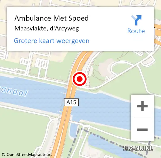 Locatie op kaart van de 112 melding: Ambulance Met Spoed Naar Elst, d'Arcyweg op 12 oktober 2021 13:22