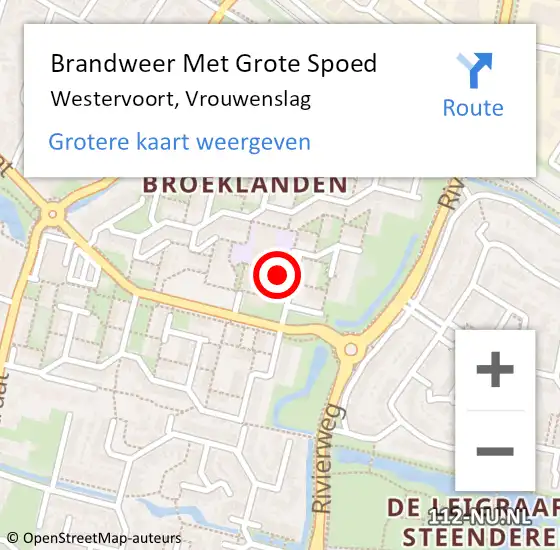 Locatie op kaart van de 112 melding: Brandweer Met Grote Spoed Naar Westervoort, Vrouwenslag op 12 oktober 2021 13:26