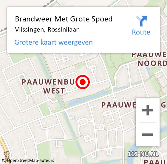 Locatie op kaart van de 112 melding: Brandweer Met Grote Spoed Naar Vlissingen, Rossinilaan op 12 oktober 2021 13:54