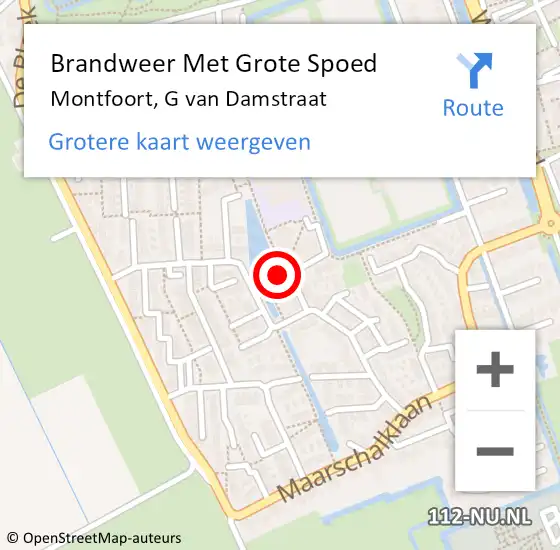 Locatie op kaart van de 112 melding: Brandweer Met Grote Spoed Naar Montfoort, G van Damstraat op 12 oktober 2021 14:03