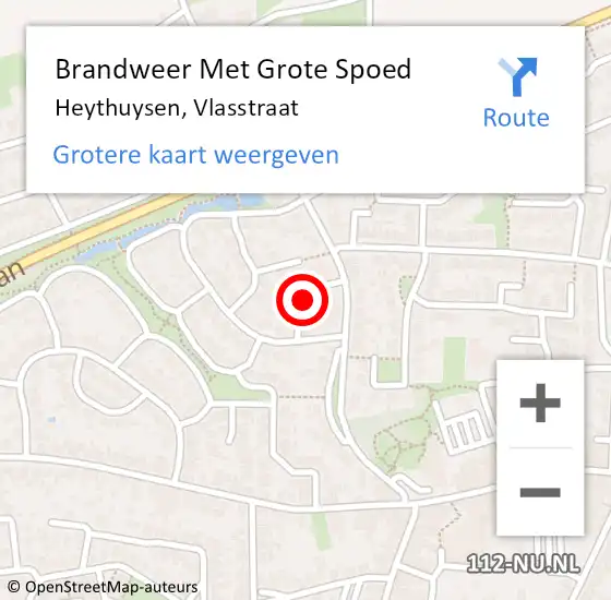 Locatie op kaart van de 112 melding: Brandweer Met Grote Spoed Naar Heythuysen, Vlasstraat op 12 oktober 2021 14:30