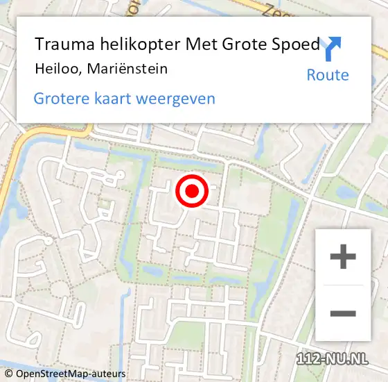 Locatie op kaart van de 112 melding: Trauma helikopter Met Grote Spoed Naar Heiloo, Mariënstein op 12 oktober 2021 14:43